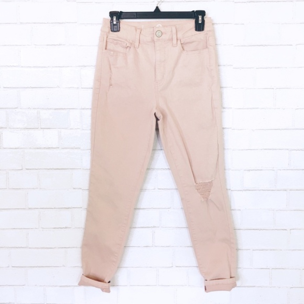 Blush Pink Bubblegum Feminine Stretch High Waist Ankle Jegging Jeans